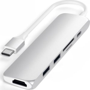 Adapter USB Satechi 6-in-1 USB-C Slim Multiport Adapter - aluminiowy adapter do urządzeń mobilnych USB-C (USB-C, 2x USB-A, 4K HDMI, czytnik kart micro/SD) (black) 1