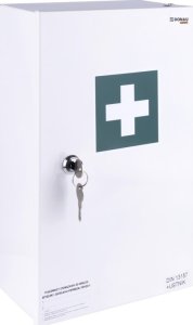 Polska Firma Apteczka naścienna Donau Safety 40.2" DIN 13157 (+ ustnik) metalowa 2