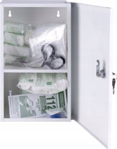 Polska Firma Apteczka naścienna Donau Safety 40.2" DIN 13157 (+ ustnik) metalowa 4