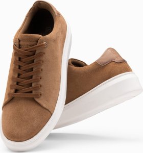 Ombre Klasyczne męskie buty sneakersy z miękkiego zamszu  jasnobrązowe V1 OM-FOCS-0163 46 2