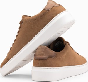 Ombre Klasyczne męskie buty sneakersy z miękkiego zamszu  jasnobrązowe V1 OM-FOCS-0163 46 5