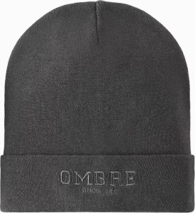 Męska dzianinowa czapka beanie z haftowanym napisem  grafitowa V2 OM-ACWH-0120 1