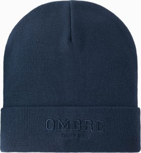 Męska czapka dzianinowa beanie z haftowanym napisem  granatowa V3 OM-ACWH-0120 1