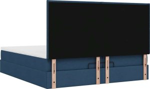 vidaXL vidaXL Rama łóżka otomana z materacami, niebieska, 200x200 cm, tkanina 9