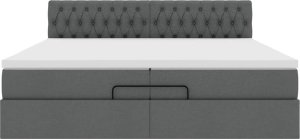 vidaXL vidaXL Rama łóżka otomana z materacem, szara, 200x200 cm, tkanina 5