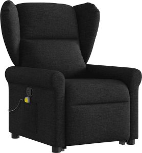 vidaXL Podnoszony fotel masujący, rozkładany, czarny, obity tkaniną 3