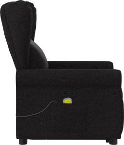 vidaXL Podnoszony fotel masujący, rozkładany, czarny, obity tkaniną 5