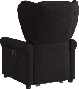 vidaXL Podnoszony fotel masujący, rozkładany, czarny, obity tkaniną 6