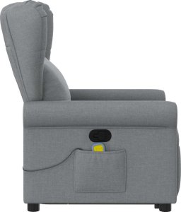 vidaXL Podnoszony fotel masujący, rozkładany, jasnoszary, tkanina 5