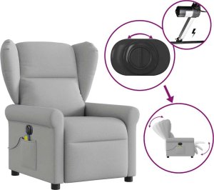 vidaXL Rozkładany fotel masujący, elektryczny, szara, tkanina 8