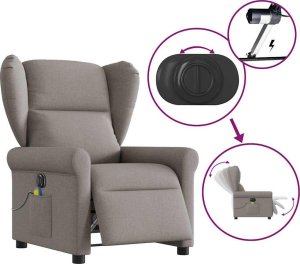 vidaXL Rozkładany fotel masujący, elektryczny, kolor taupe, tkanina 8