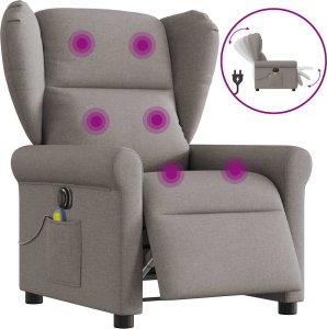 vidaXL Rozkładany fotel masujący, elektryczny, kolor taupe, tkanina 9