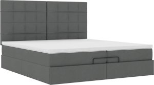 vidaXL vidaXL Rama łóżka otomana z materacami, szara, 200x200 cm, tkanina 2