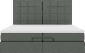 vidaXL vidaXL Rama łóżka otomana z materacami, szara, 200x200 cm, tkanina 5