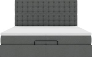 vidaXL vidaXL Rama łóżka otomana z materacami, szara, 200x200 cm, tkanina 5