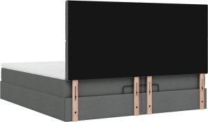 vidaXL vidaXL Rama łóżka otomana z materacami, szara, 200x200 cm, tkanina 9