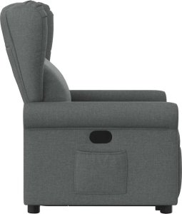 vidaXL Podnoszony fotel rozkładany, ciemnoszary, obity tkaniną 5