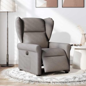 vidaXL Elektryczny fotel rozkładany, kolor taupe, obity tkaniną 2