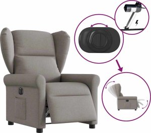 vidaXL Elektryczny fotel rozkładany, kolor taupe, obity tkaniną 8