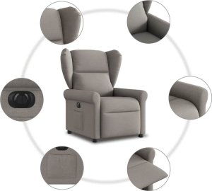 vidaXL Elektryczny fotel rozkładany, kolor taupe, obity tkaniną 10