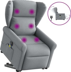 vidaXL Podnoszony fotel masujący, elektryczny, rozkładany, jasnoszary 10