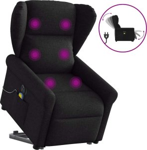 vidaXL Podnoszony fotel masujący, elektryczny, rozkładany, czarny 10
