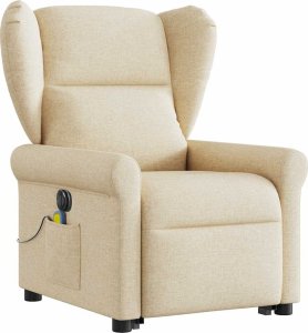 vidaXL vidaXL Podnoszony fotel masujący, elektryczny, rozkładany, kremowy 3