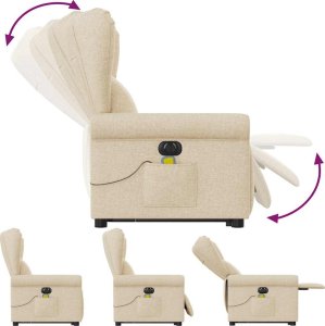 vidaXL vidaXL Podnoszony fotel masujący, elektryczny, rozkładany, kremowy 7