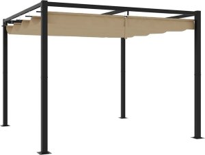 vidaXL Altana ogrodowa ze zwijanym dachem, taupe, 3x3 m, stalowa 1