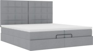 vidaXL vidaXL Rama łóżka otomana z materacami, szara, 200x200 cm, tkanina 2