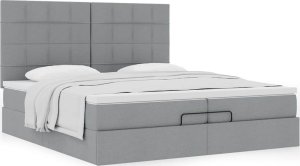 vidaXL vidaXL Rama łóżka otomana z materacami, szara, 200x200 cm, tkanina 4