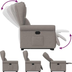 vidaXL Podnoszony fotel rozkładany, kolor taupe, obity tkaniną 7