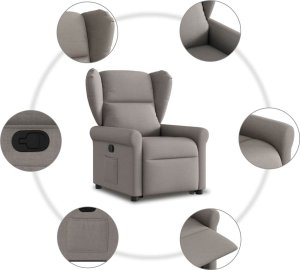 vidaXL Podnoszony fotel rozkładany, kolor taupe, obity tkaniną 10