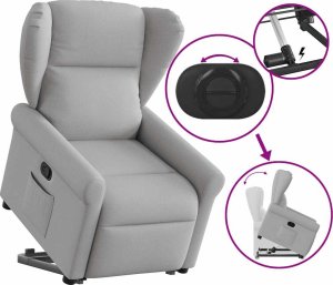 vidaXL Podnoszony fotel rozkładany, szary, obity tkaniną 8