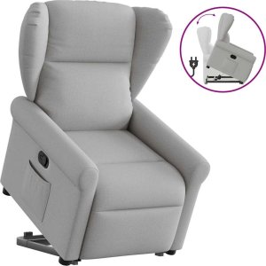 vidaXL Podnoszony fotel rozkładany, szary, obity tkaniną 9