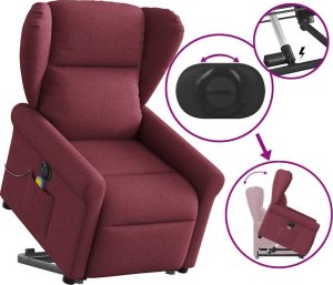 vidaXL Podnoszony fotel masujący, elektryczny, rozkładany, czerwony 8