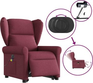 vidaXL Podnoszony fotel masujący, elektryczny, rozkładany, czerwony 9