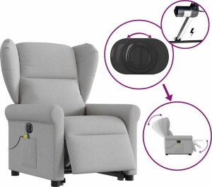 vidaXL Podnoszony fotel masujący, elektryczny, rozkładany, szary 9