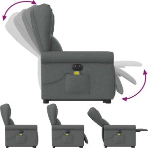 vidaXL Podnoszony fotel masujący, elektryczny, rozkładany, ciemnoszary 7