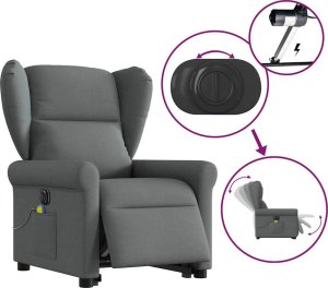 vidaXL Podnoszony fotel masujący, elektryczny, rozkładany, ciemnoszary 9