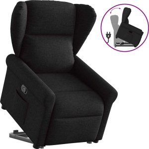 vidaXL Podnoszony fotel rozkładany, czarny, obity tkaniną 9