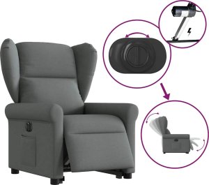 vidaXL Podnoszony fotel masujący, elektryczny, rozkładany, ciemnoszary 8