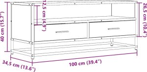 vidaXL Szafka pod telewizor, szary dąb sonoma, 100x34,5x40 cm 10
