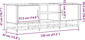 vidaXL Szafka pod telewizor, przydymiony dąb, 120x35x41 cm 10