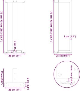 vidaXL vidaXL Nogi do stołu konsolowego, 2 pcs., białe, 20x28x(72-73)cm, stal 9