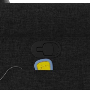 vidaXL Rozkładany fotel masujący, czarny, obity tkaniną 8