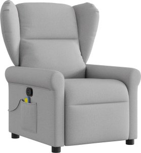 vidaXL Rozkładany fotel masujący, szary, obity tkaniną 2