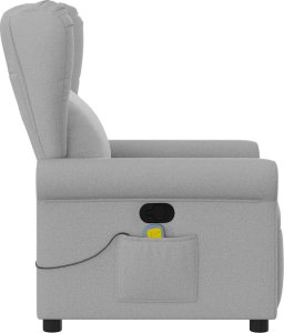 vidaXL Rozkładany fotel masujący, szary, obity tkaniną 4