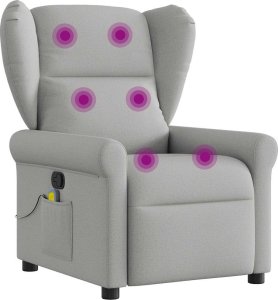 vidaXL Rozkładany fotel masujący, szary, obity tkaniną 7