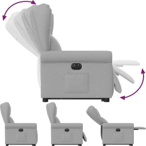 vidaXL Podnoszony fotel masujący, elektryczny, rozkładany, szary 9